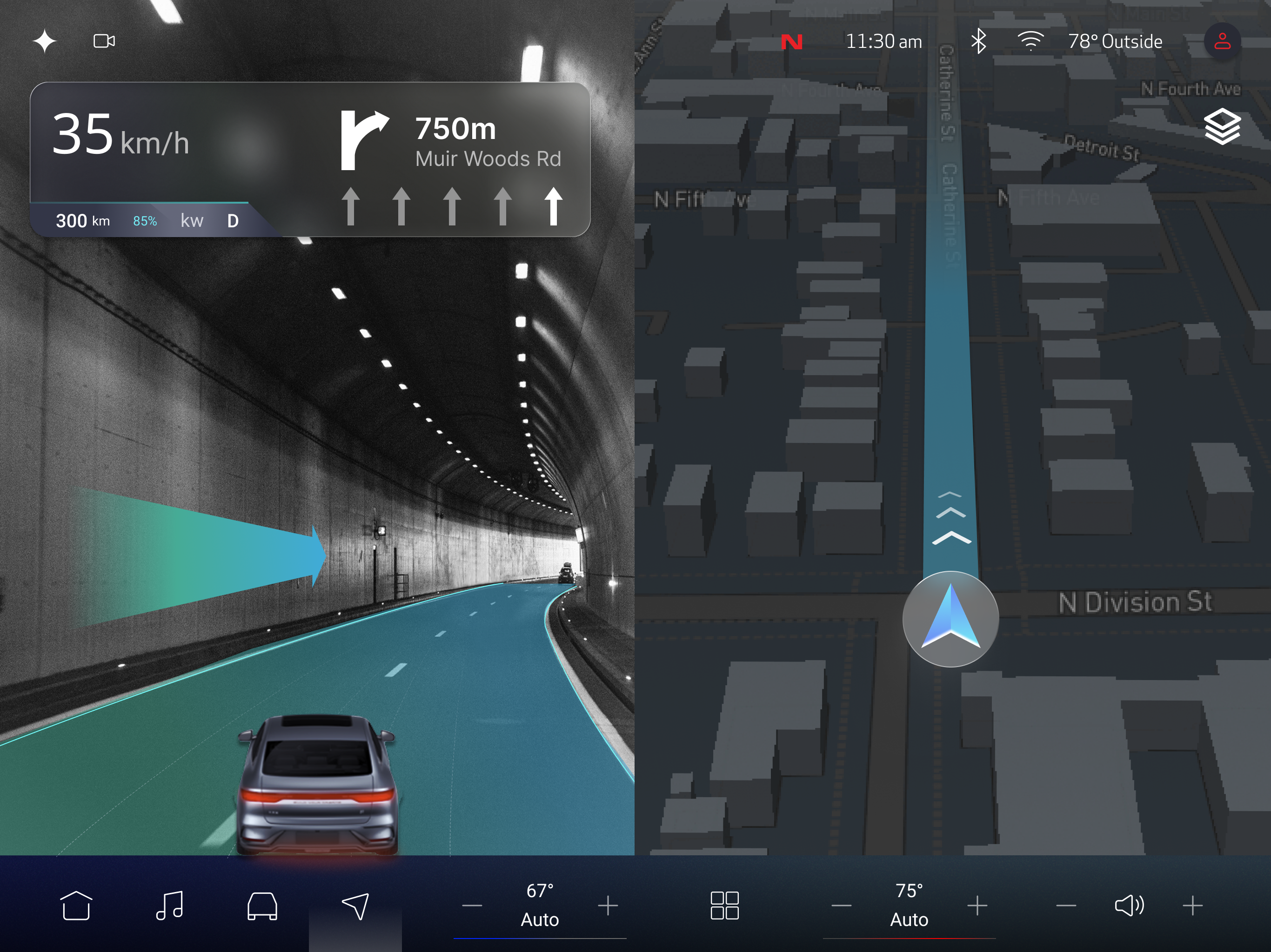 Navigation with turn-by-turn