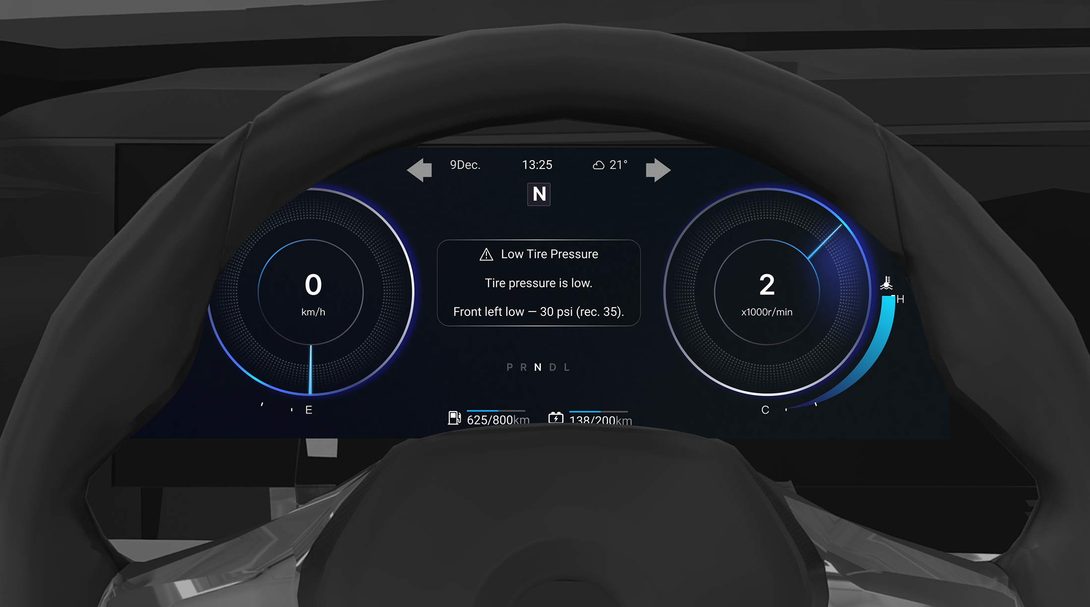 Cluster display — driving mode