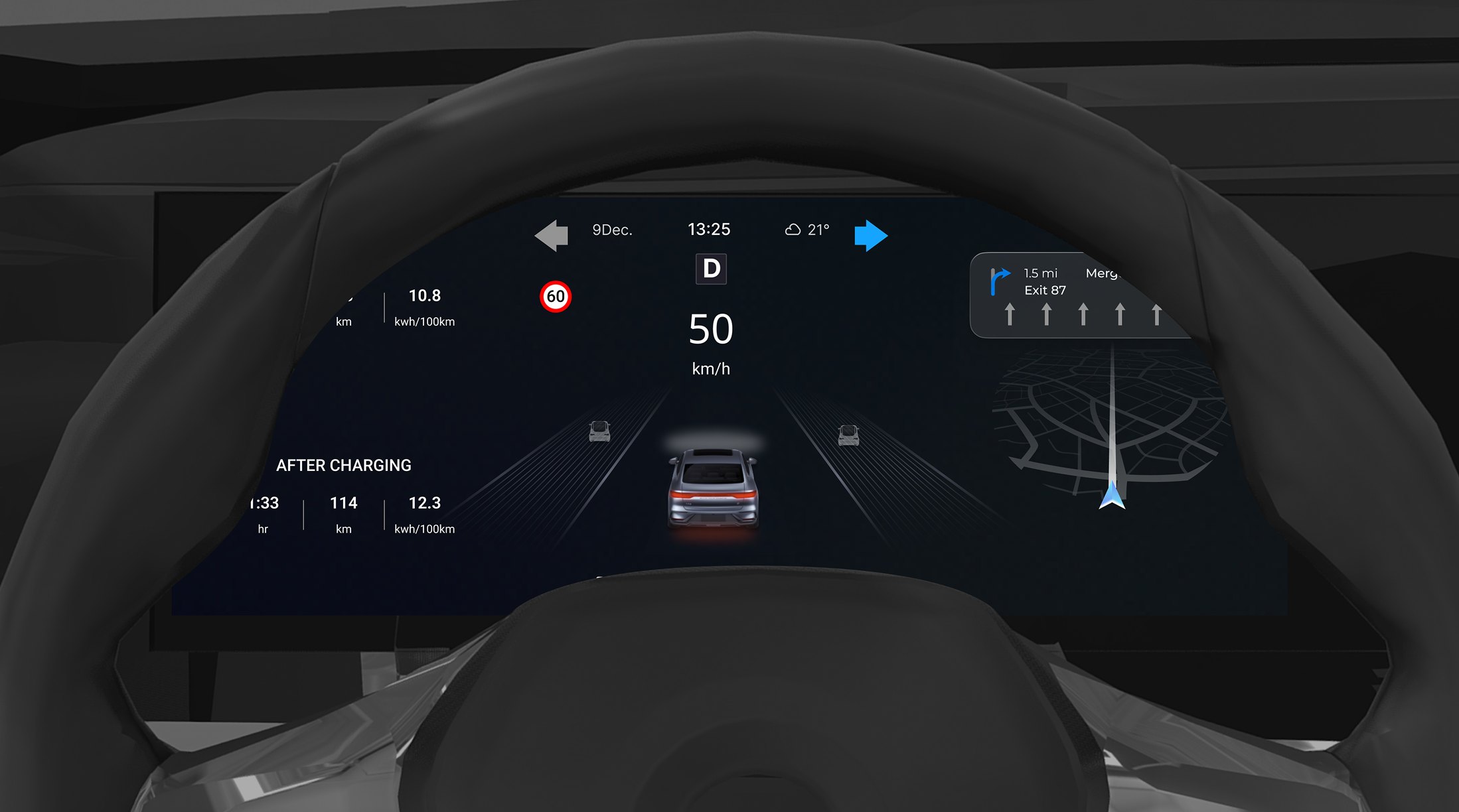 Cluster display — navigation mode