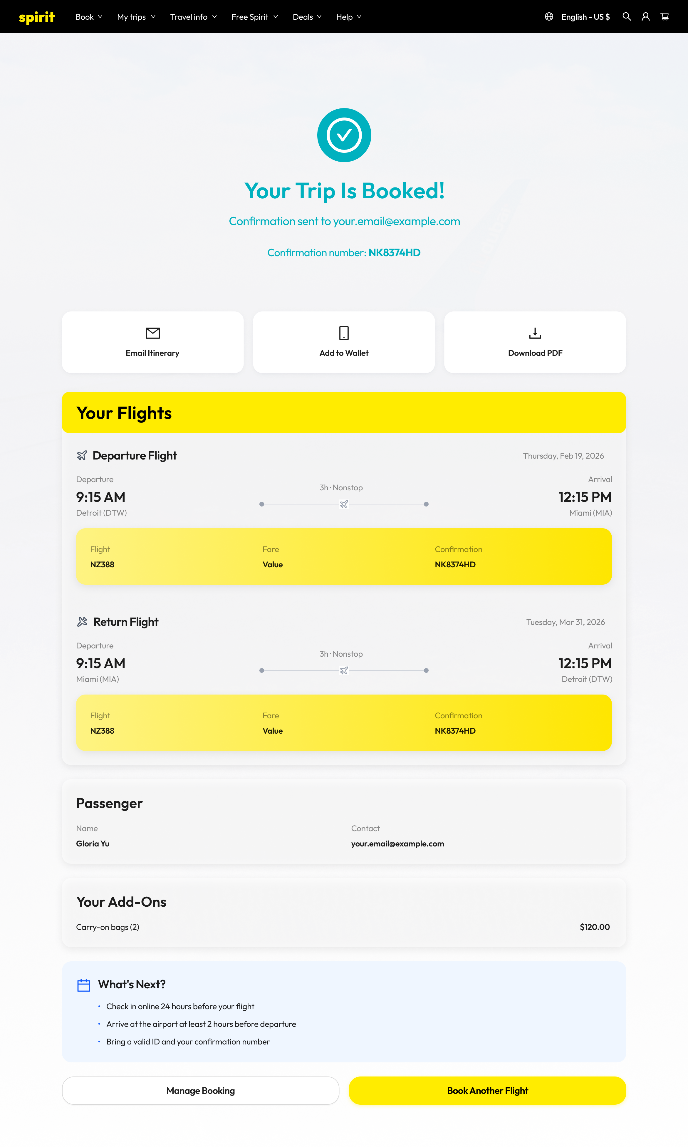 Redesigned confirmation