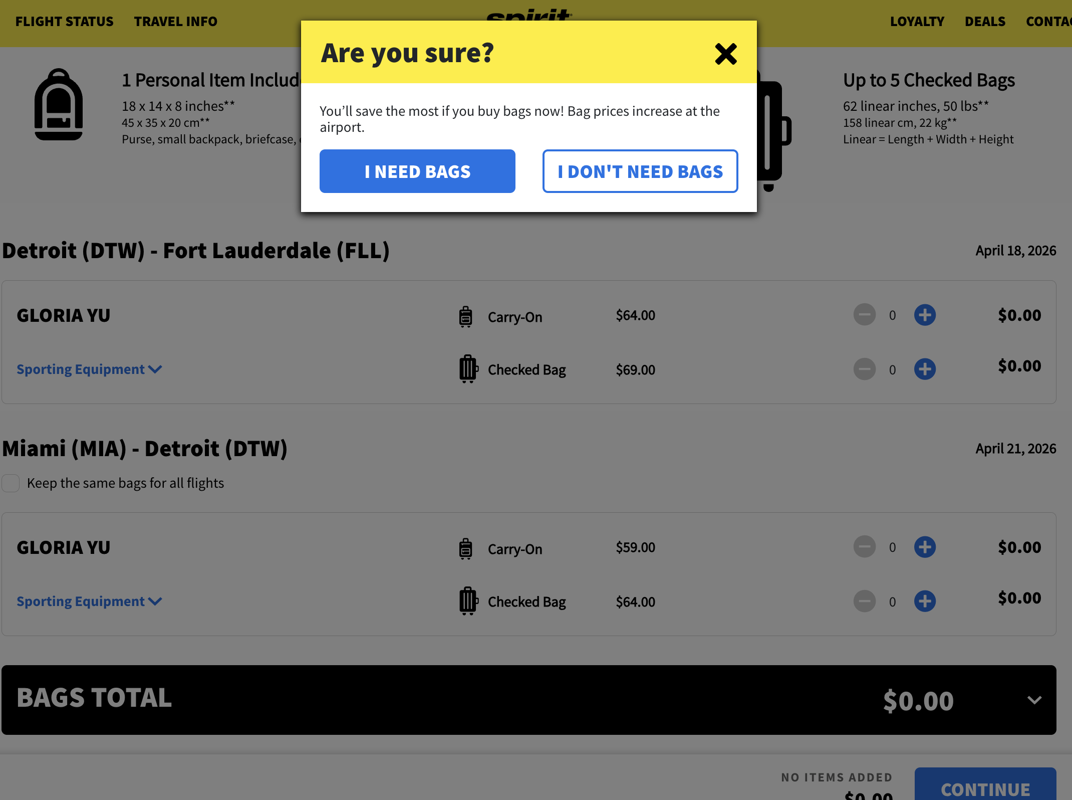 Before: scattered multi-screen add-ons with upsells