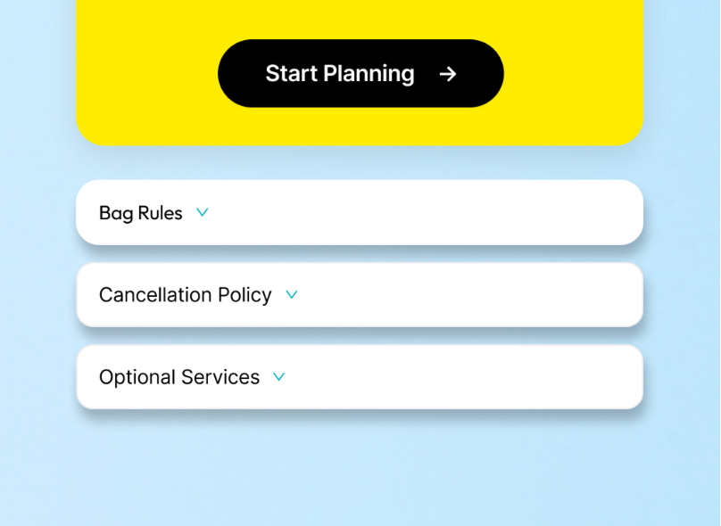 After: FAQ section + expandable policy dropdowns on homepage